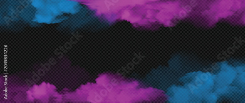 Realistic pink and blue smoke clouds wide border smooth layout