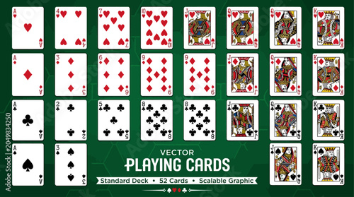 Konstfotografi High-quality vector illustration of a full standard 52-card playing deck, featur