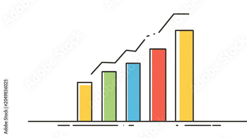 Billede på lærred Upward Growth Bar and Line Chart Showing Business Success