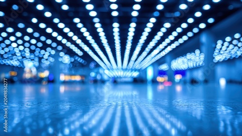 Futuristic Cityscape with Illuminated Ceiling at Night, Abstract Urban Environment