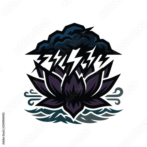 Dark Lotus Storm Lightning Mascot Vector Logo Design
