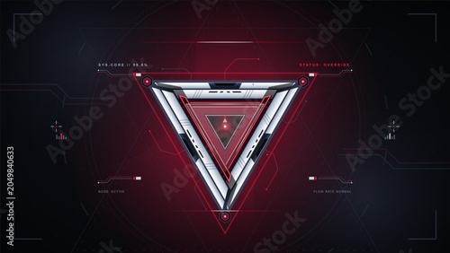 Photos Futuristic triangular technology interface on dark background