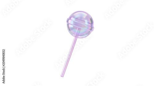 Iridescent purple lollipop on white isolated on transparent background