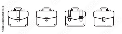 Quadro em tela Set of briefcase vector icons, business bag outline collection, attache case simple linear signs