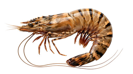 An isolated shrimp is shown on a white background