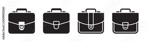 Fotografía Black briefcase icons with white highlights for executive business travel and document protection systems