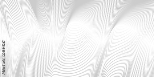 Wavy lines background. Abstract gray stripes texture. Warped and curved lines wallpaper. Minimalistic design template