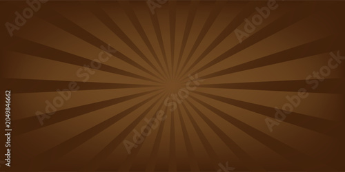 Vintage brown sunburst background with radial rays, abstract retro comic starburst pattern, dark chocolate circus style vignette backdrop