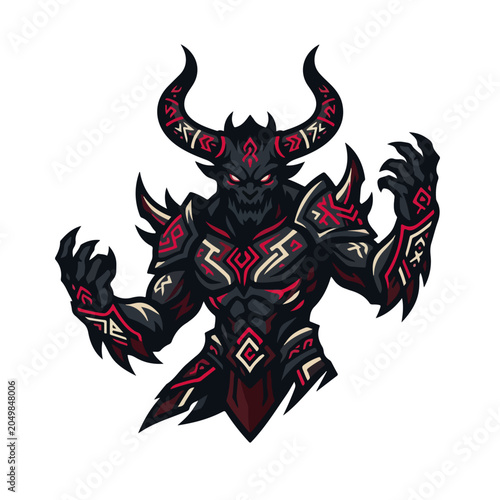 Horned Demon Warrior Esports Mascot Vector Logo