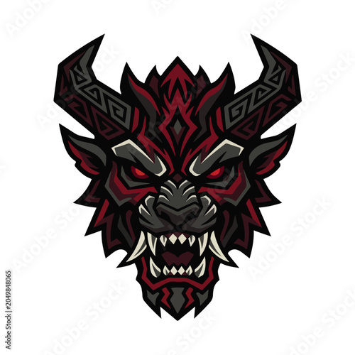Horned Demon Wolf Mascot Vector Logo Design