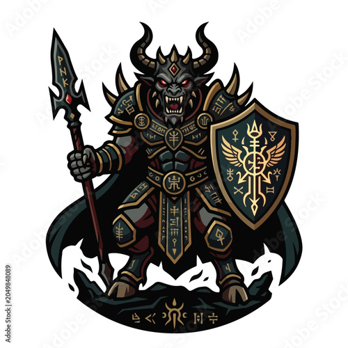Horned Demon Warrior Knight Vector Mascot Logo Design