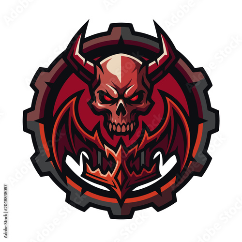 horned devil skull esport mascot logo vector template