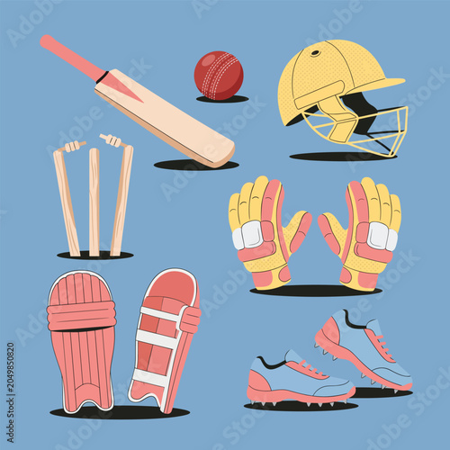 Cricket Game Equipment And Accessories Set