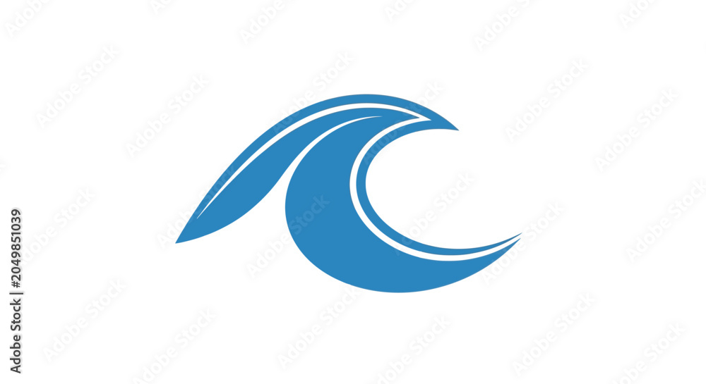 Fototapeta premium Blue wave graphic design element icon.