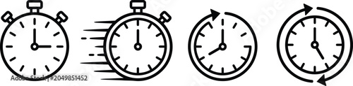 Stopwatch and Clock Time Icons Vector Illustration