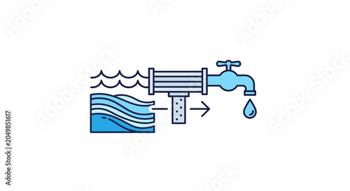 Fotografia Water Filter System Purification Process.