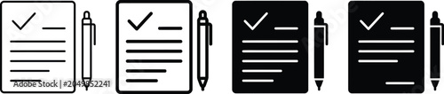 Checklist Document Icons with Pens