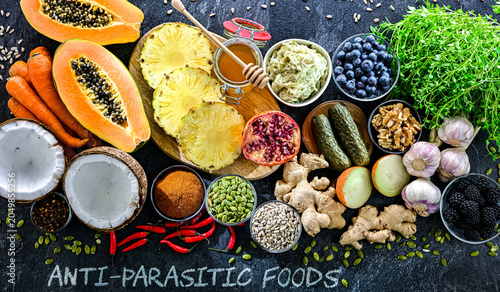 Bild auf Leinwand Food products that naturally kill parasites in human body