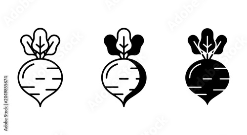 Schilderij op canvas Beetroot Icons Set: Simple Root Vegetable Vector Graphics, Healthy Food Illustra