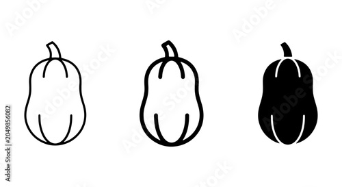 Foto Butternut Squash Icons Set, Vector Outline and Silhouette, Healthy Food Graphics