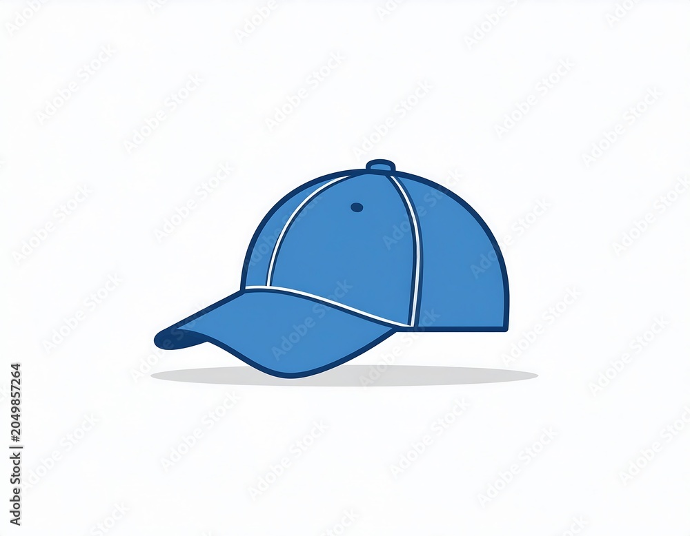 Fototapeta premium A blue baseball cap with a curved brim and button on top