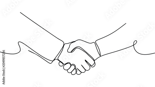 Business Partnership Handshake Continuous One Line Drawing Minimalist Vector Illustration of Professional Agreement Collaboration and Trust