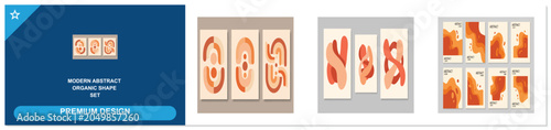 Obraz na plátně Collection of abstract organic shapes in earthy tones and light blush background