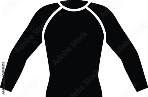 Long sleeve rash guard shirt icon for water sports with rashguard clothing swimwear protection activewear. Vector illustration