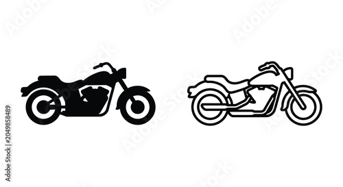 Motorcycle Silhouette Shapes On A White Background