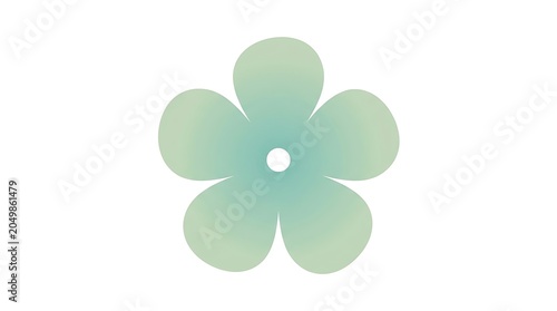 Soft Teal Flower Illustration: A simple, stylized illustration of a five-petaled flower in a soft teal gradient, perfect for adding a touch of delicate beauty to designs.