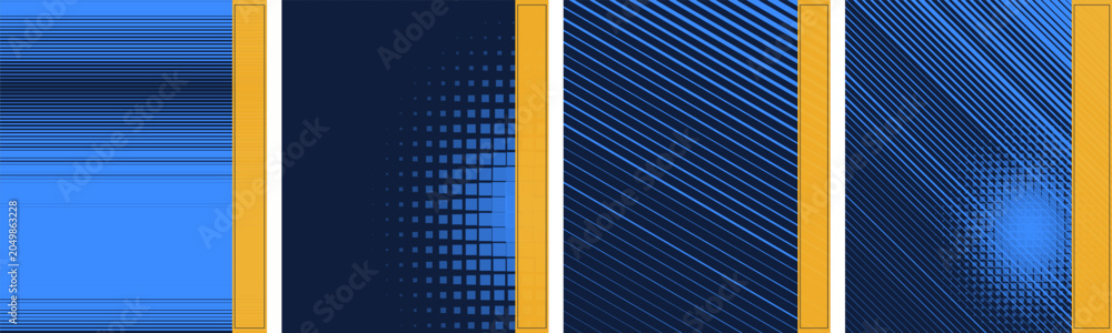 Obraz premium Blue and Gold Geometric Backgrounds with Lines and Shapes