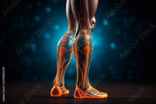 Medical concept, man suffering with knee painful - skeleton x-ray.
