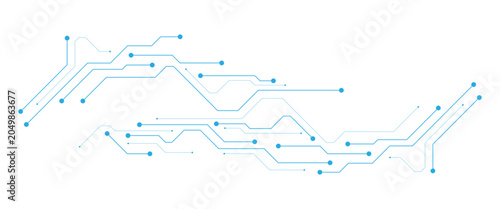 Obraz na płótnie Blue Digital Circuit Board Patterns on Black Background with Data Elements