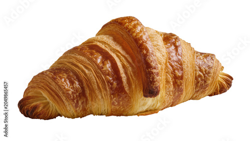 Bild auf Leinwand Golden brown flaky croissant pastry, isolated on transparent background