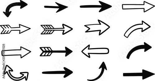 Black and white arrows on white background, direction