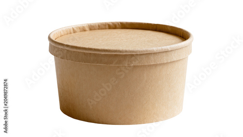 Photos Brown paper food container with lid, isolated on transparent background