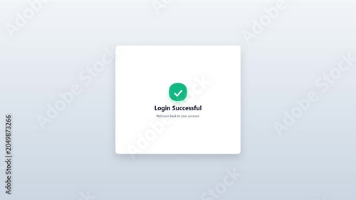 Secure account login screen interface form filling animation with successful verification message