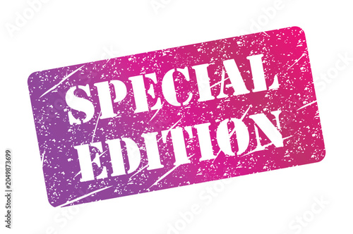 Special edition stamp symbol, label sticker sign button, text banner vector illustration .