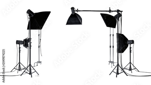 Fotografija Professional studio lighting equipment setup, isolated on transparent background