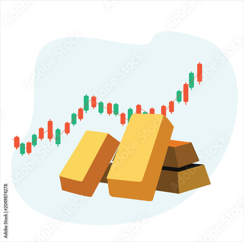 gold bullion growth rate. gold bars with golder arrows up 