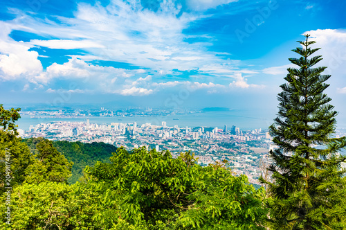 George Town, Penang, cityscape as seen from Penang Hill (Bukit Bendera).