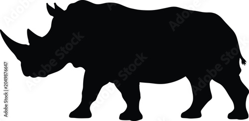 Foto Rhinoceros Silhouette Wildlife Animal Illustration for Safari Nature Conservatio