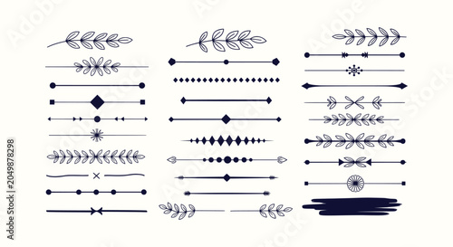 Bild auf Leinwand Collection of hand drawn minimalist decorative dividers border elements for eleg