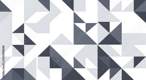 Abstract geometric pattern with grey and white triangles isolated on transparent background