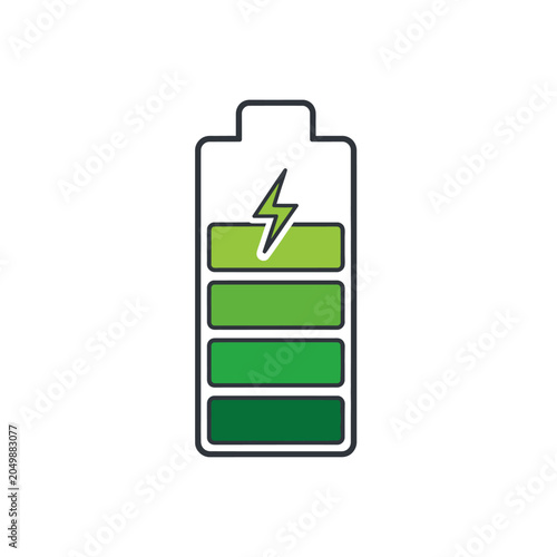 Green charging battery icon with lightning bolt symbol