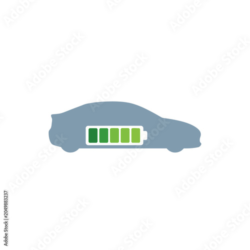 Grey electric vehicle silhouette showing full battery charge indicator