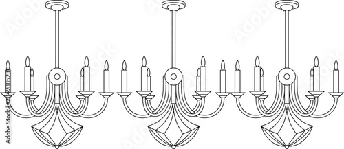 Foto Three black candle holders with candles on decorative stand