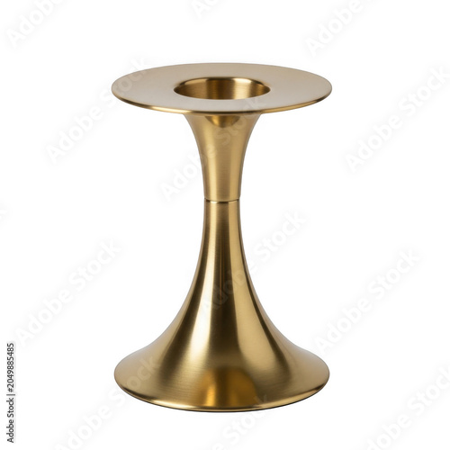 Modern gold pedestal lamp on white background