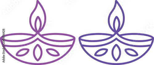 Billede på lærred Two purple candles burning on a holder