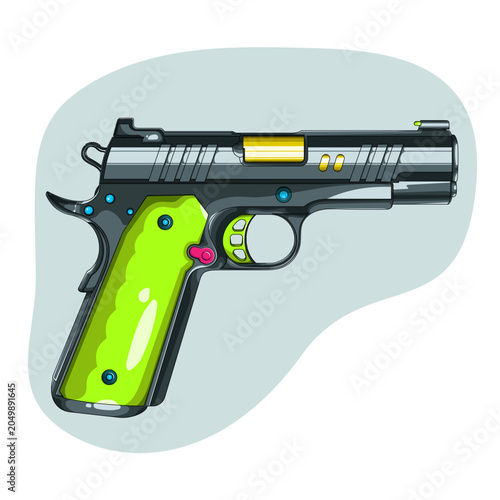 Tableau sur toile vector illustration of a compact pistol with a short barrel designed to be held and fired with one hand